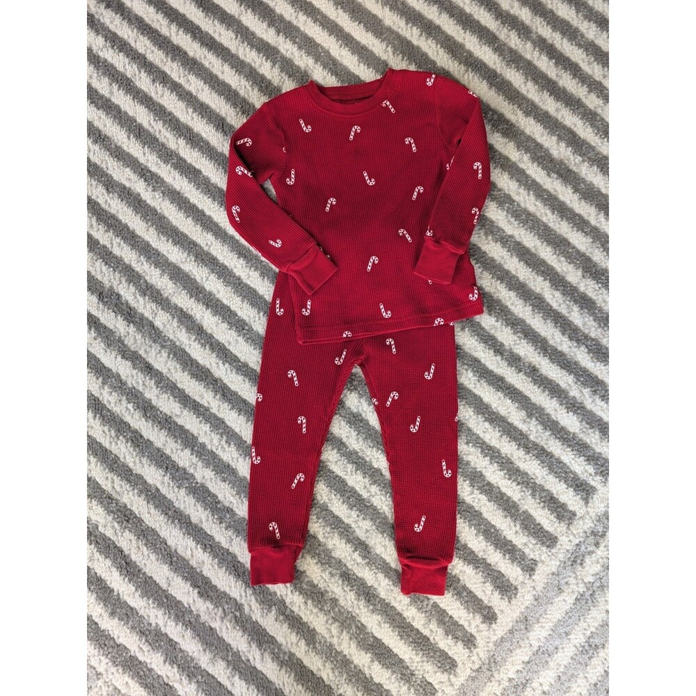 Carter's 2-Piece Candy Cane 100% Cotton Pajamas Cotton Rib Cuffs Holiday 24M Red